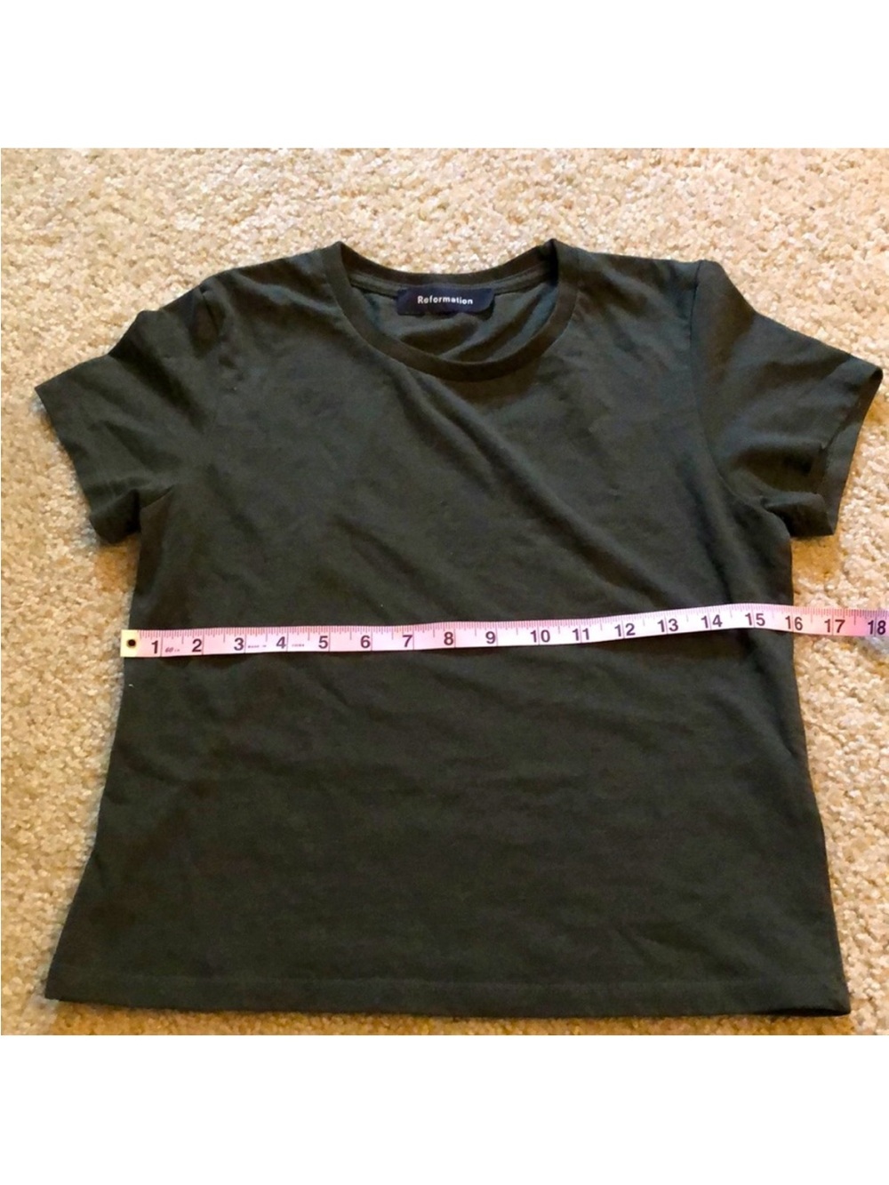Reformation Olive Green Short Sleeve Crew T-shirt